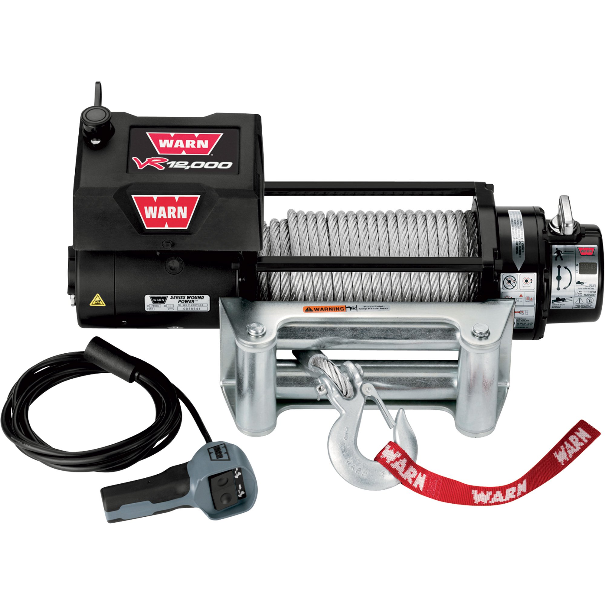 WARN 12 Volt Truck Winch — 12,000-Lb. Pulling Capacity, Model# VR12000